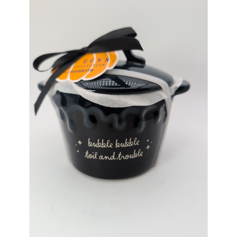 Rae Dunn Bubble Bubble Toil Trouble Ceramic Mini Baker Cauldron Blue Drip